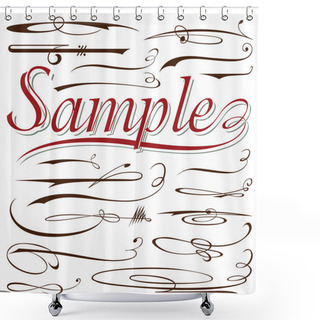 Personality  Vector Set Of Calligraphic Elements For Design Inscriptions In R Shower Curtains
