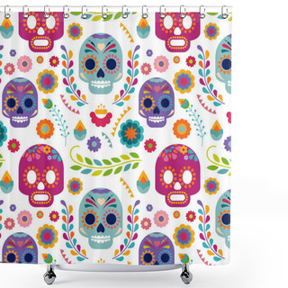 Personality  Mexico Pattern With Skull And Flowers Shower Curtains