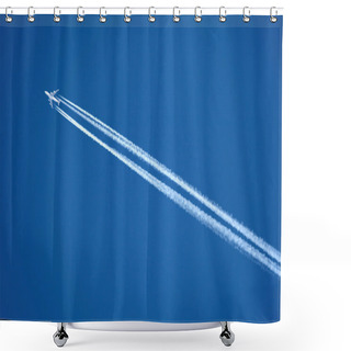 Personality  Airplane With Contrail Shower Curtains