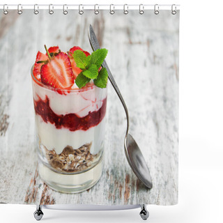 Personality  Strawberry Yogurt With Muesli Shower Curtains