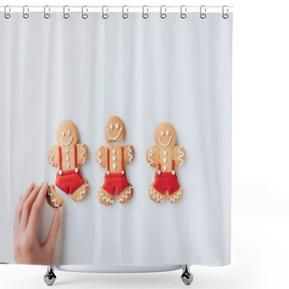 Personality  Hand With Gingerbread Men Shower Curtains