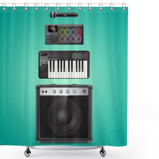 Personality  Sound Equipment Vector Icons Shower Curtains