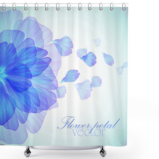 Personality  Floral Round Pattern With Blue Petals Shower Curtains