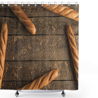 Personality  Baguettes And Grains On Table Shower Curtains