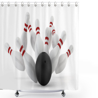 Personality  Crashed Bowling Skittles Shower Curtains