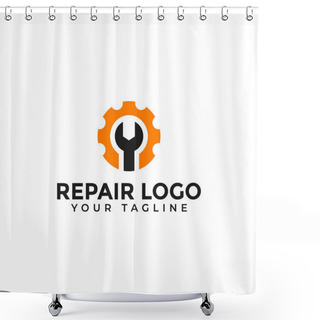 Personality  Wrench And Gear, Repair, Fix Machine, Maintenance Logo Design Shower Curtains
