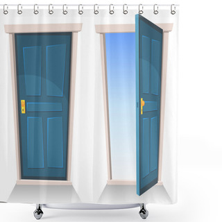 Personality  Doors, Closed And Open Shower Curtains