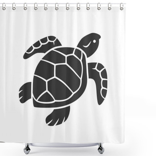 Personality  Turtle Glyph Icon. Slow Moving Reptile With Scaly Shell. Underwater Aquatic Animal. Swimming Ocean Creature. Oceanography. Marine Fauna. Silhouette Symbol. Negative Space. Vector Isolated Illustration Shower Curtains
