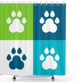 Personality  Animal Track Flat Four Color Minimal Icon Set Shower Curtains