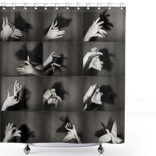 Personality  Hands Gesture Like Different Figures Shower Curtains