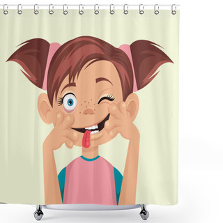Personality  Child Makes Faces. Vector Flat Illustration Shower Curtains