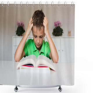 Personality  Young Boy Reading Book Shower Curtains