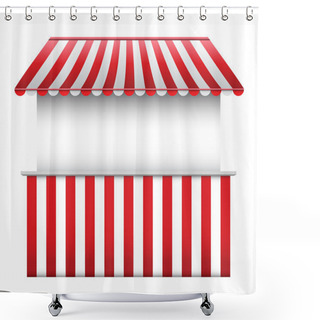Personality  Store Exterior With Striped Awning Shower Curtains