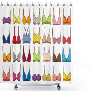 Personality  Bra Of Underwear Vector Color Set Icon. Isolated Color Set Icons Lingerie. Vector Illustration Bra Of Underwear On White Background. Shower Curtains
