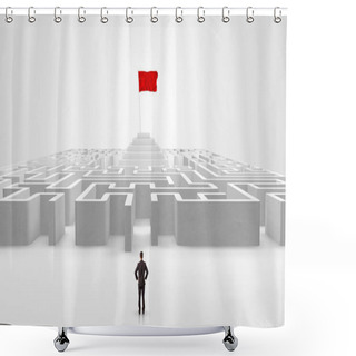 Personality  Man Standing Outside Of A Maze With Pirate Flag Shower Curtains