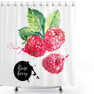 Personality  Hand Drawn Watercolor Painting Raspberries Shower Curtains