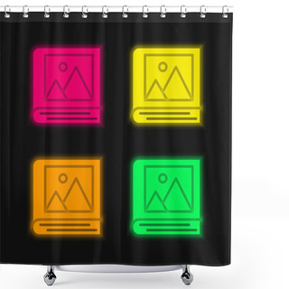 Personality  Album Four Color Glowing Neon Vector Icon Shower Curtains