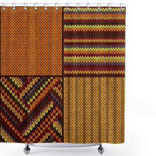 Personality  Seamless Knitted Pattern. Set Shower Curtains