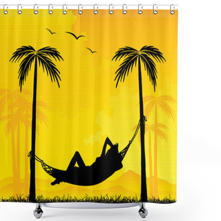 Personality  Relaxing On Hammock Shower Curtains