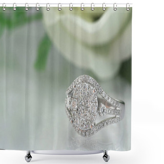 Personality  Diamond Ring On Flower Background Shower Curtains