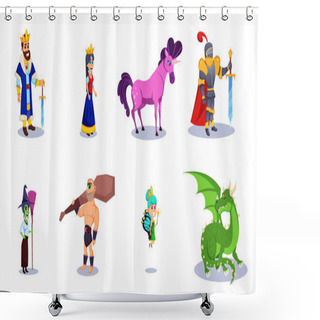 Personality  Fairy Tales Cartoon Fantasy Characters Vector. Shower Curtains