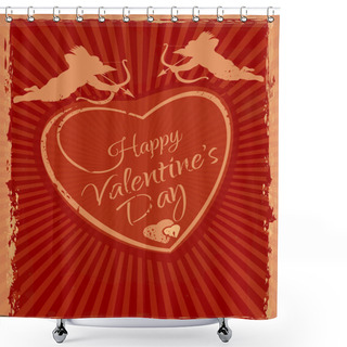 Personality  Grunge Style Greeting Card For Valentines Day Shower Curtains