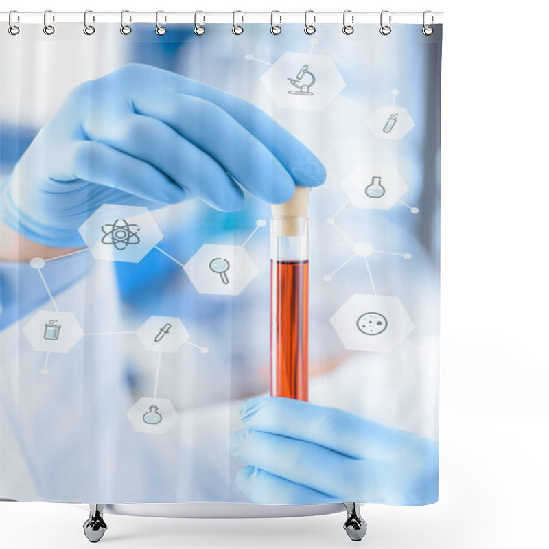 Personality  Chemist With Test Tube In Hands Shower Curtains