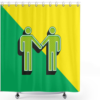 Personality  Agreement Green And Yellow Modern 3d Vector Icon Logo Shower Curtains
