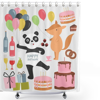 Personality  Set Of Party Elements Shower Curtains