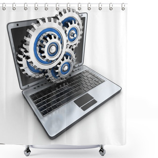 Personality  Laptop And Gears Shower Curtains