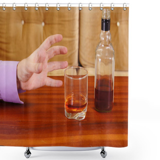 Personality  Hand And Whiskey Shower Curtains