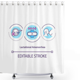 Personality  Lactational Amenorrhea Concept Icon. Postpartum Infertility Idea Thin Line Illustration. Menstrual Periods Absence. Breastfeeding. Vector Isolated Outline RGB Color Drawing. Editable Stroke Shower Curtains