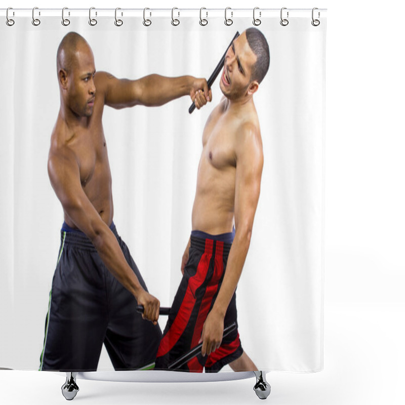 Personality  Martial Artists Sparring With Kali Escrima Shower Curtains