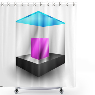Personality  Abstract Background With Cubes. Shower Curtains