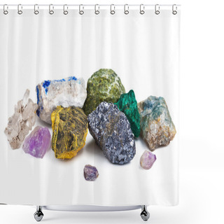 Personality  Collection Of Minerals Isolated Shower Curtains
