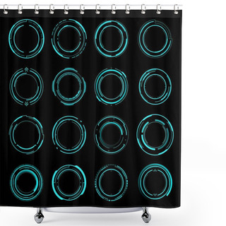 Personality  HUD Round Frames. Aim And Target Control Panels, Digital Interface Of Sci Fi And Shooting Games. Futuristic Head Up Display Frames And Borders Design For Aim Or Target Vector Screens Shower Curtains