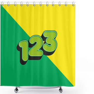 Personality  123 Numbers Green And Yellow Modern 3d Vector Icon Logo Shower Curtains