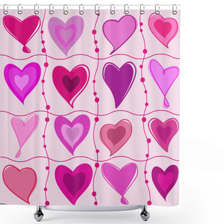 Personality  Set Of Cartoon Hearts Shower Curtains