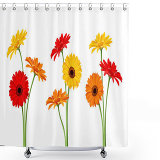 Personality  Gerbera Flowers. Vector Illustration. Shower Curtains