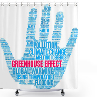 Personality  Greenhouse Effect Word Cloud On A White Background.  Shower Curtains