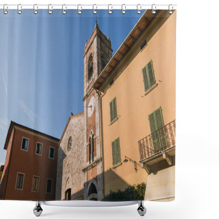 Personality  Low Angle View Of Buildings And Clear Blue Sky In Tuscany, Italy Shower Curtains