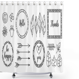 Personality  Retro Vintage Typographic Design Elements. Arrows, Labels, Ribbons, Logo, Symbols, Calligraphy Swirls, Ornaments. Shower Curtains