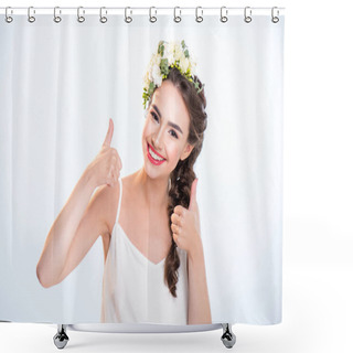 Personality  Woman With Flowers In Hair Shower Curtains
