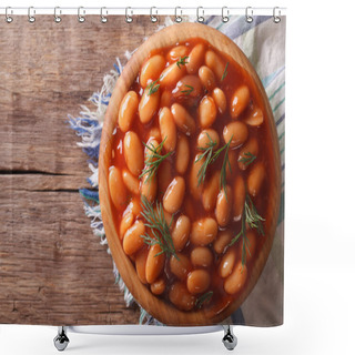 Personality  Beans In Tomato Sauce With Dill Horizontal Top View Shower Curtains
