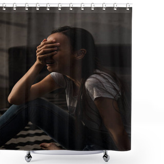 Personality  Emotional Woman Crying In Grief At Home Shower Curtains
