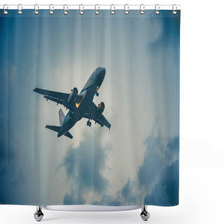 Personality  Passenger Plane In The Sky Shower Curtains