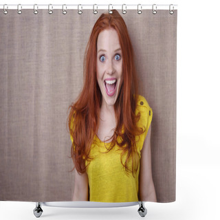 Personality  Pretty Young Redhead With A Surprised Expression Shower Curtains