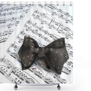 Personality  A Gray Bow Tie On The Top Of Music Sheet Shower Curtains