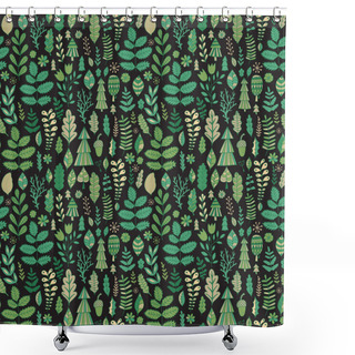 Personality  Floral Seamless Pattern With Plants Shower Curtains