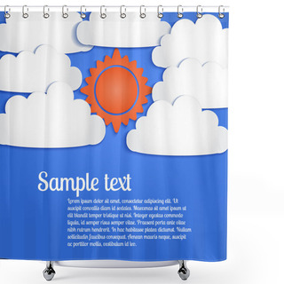 Personality  Vector Background With Clouds And Sun In The Sky. Shower Curtains